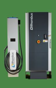 2 Commercial Bus Charging stations on a Green Background for Color brochures